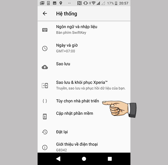Chọn chế độ nhà phát triển